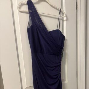 Purple one-shoulder formal evening dress